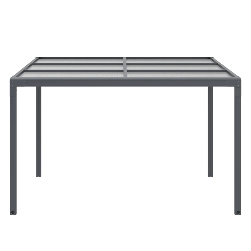 Outsunny 4 x 3(m) Outdoor Hardtop Pergola PC Roof Aluminium Gazebo Garden Sun Shelter Pavilion with Adjustable Windows, Handle