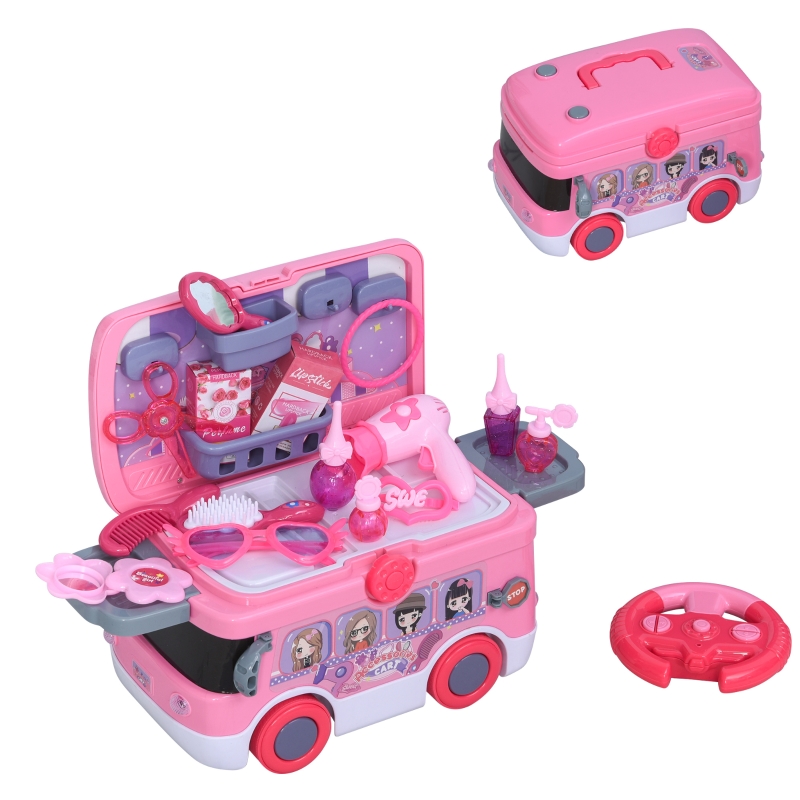 Kids Plastic 26Piece Pretend Vanity Set Pink Aosom UK