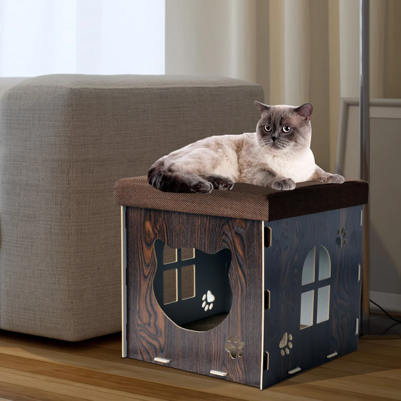 PawHut Cat House Scratching Pad, 40H cm-Brown