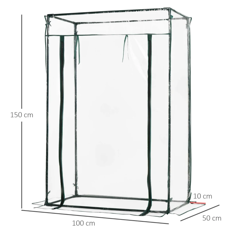 Outsunny Tomato Greenhouse with Roll-up Door, Mini Greenhouse with PVC Cover, Outdoor Grow House Small Green House for Yard, Balcony, Garden, 100 x 50 x 150cm, Clear
