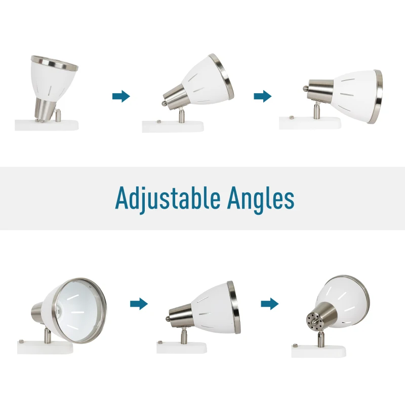 HOMCOM Adjustable 4 Lights Wall Lamp Spotlight Sconce E27 Socket White