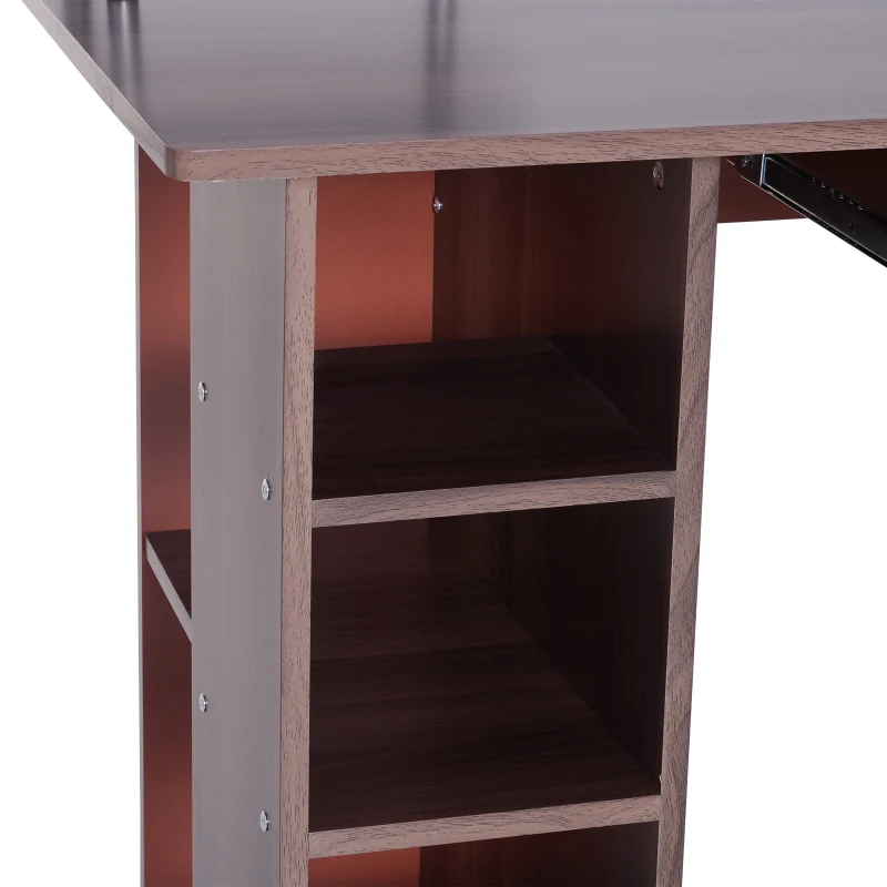 HOMCOM 152Lx60Wx88H cm Workstation W/Drawer, Shelves-Brown