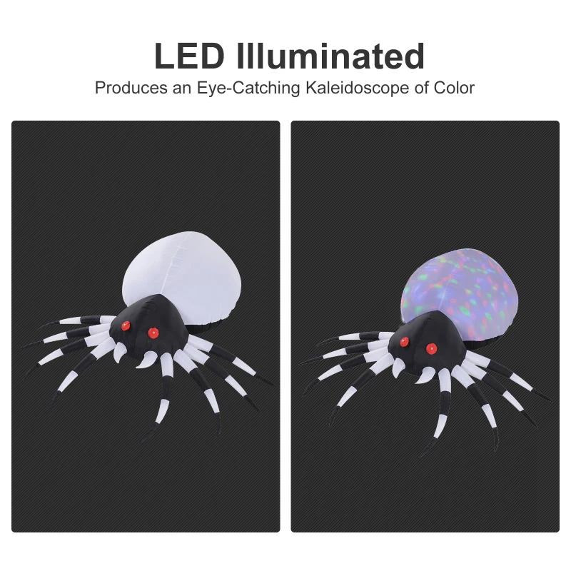 HOMCOM Inflatable Halloween Spider Outdoor Decoration w/ LED Lights 200cm