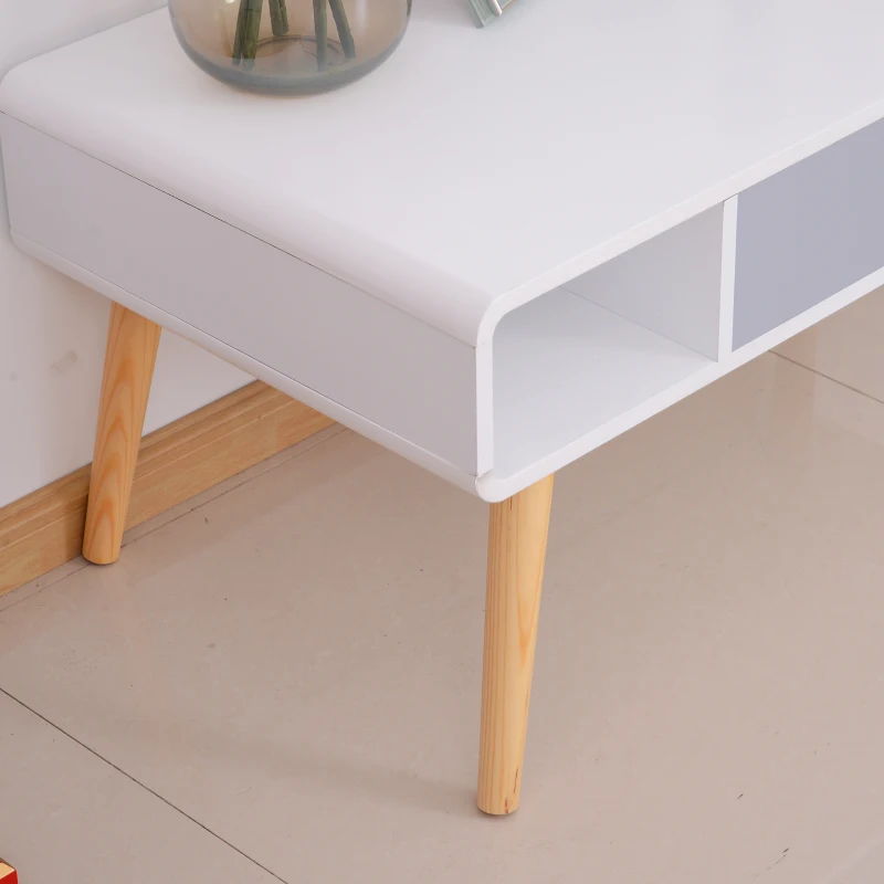 HOMCOM  Wooden Coffee Tea Side Table TV Stand Storage Unit Tapered Legs Desk W/ 1 Drawer Scandinavian Nordic Style