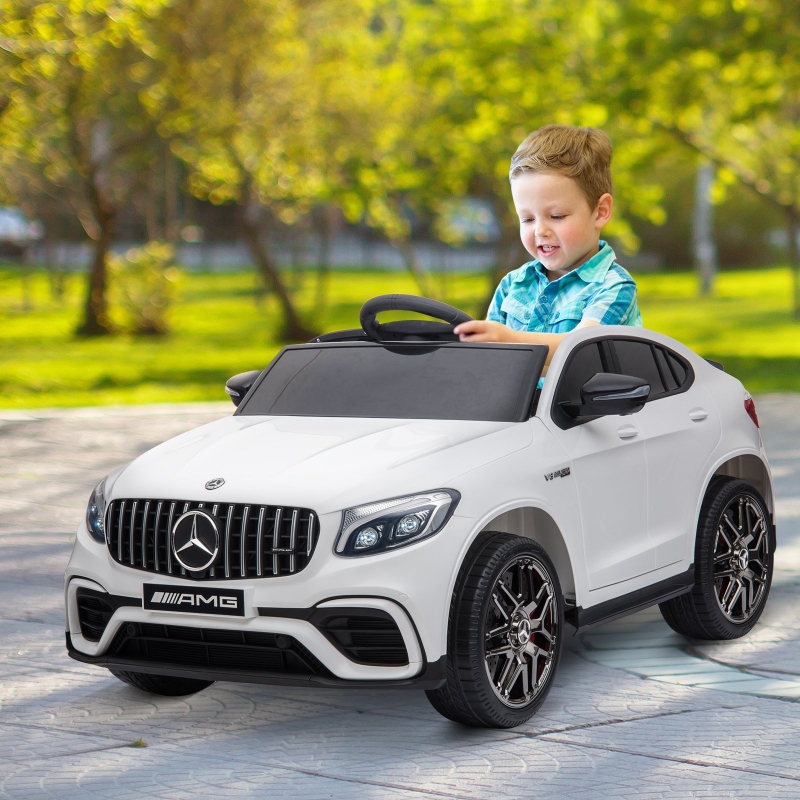 HOMCOM Licensed Mercedez-Benz Ride-On Car 12V w/ Remote Control & Suspension Wheel White