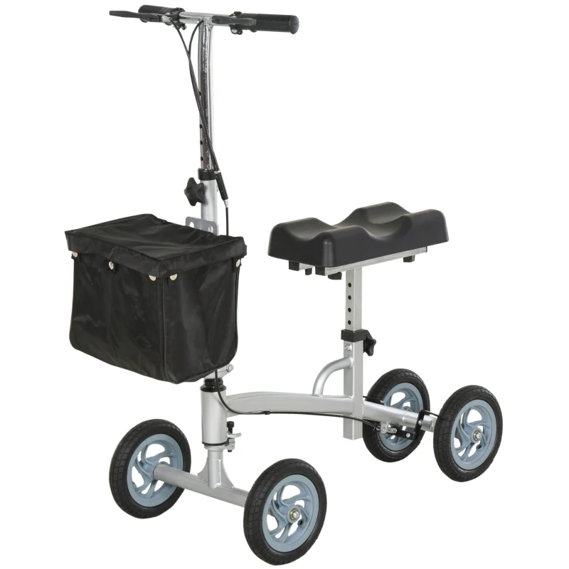 HOMCOM Metal Frame Knee Rehabilitation Scooter w/ Basket Black