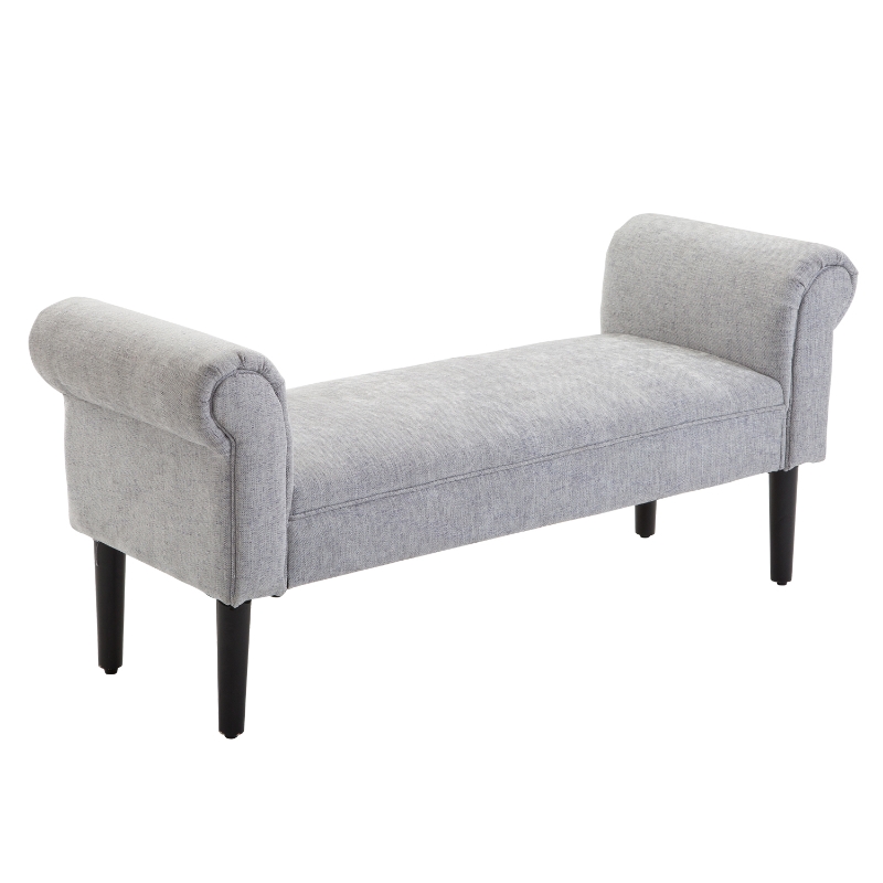 HOMCOM Ottoman Bench Linen Upholstered Bed-End Bench Stool Grey