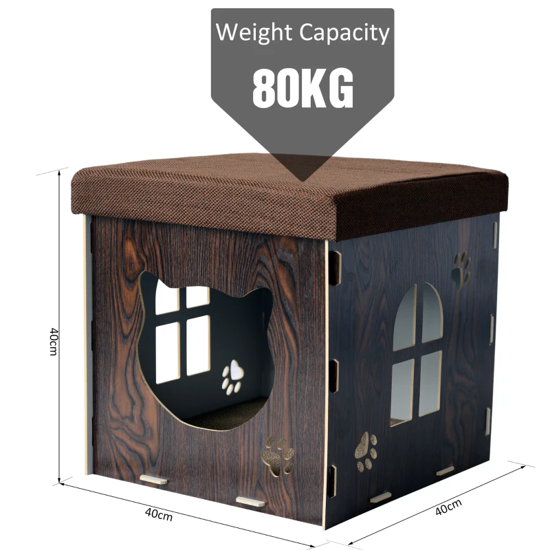 PawHut Cat House Scratching Pad, 40H cm-Brown