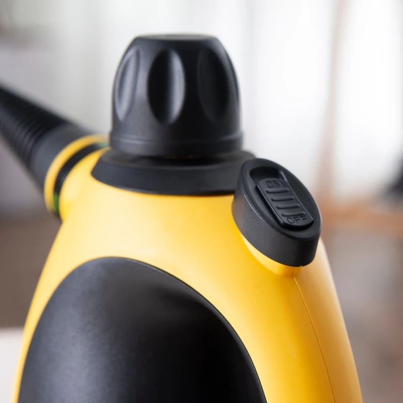 HOMCOM Handheld Steam Cleaner for Chemical Free Cleaning, Portable Multi-purpose Steamer with 9 Pieces Accessory for Kitchen, Bathroom, Window, Car Seat, Carpet, Sofa, 1050W, 350ML Tank, Yellow