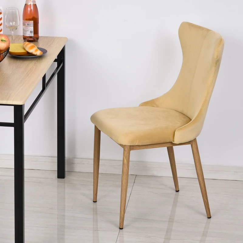 HOMCOM Polyester Upholstered Set-of-2 Dining Chairs Cream