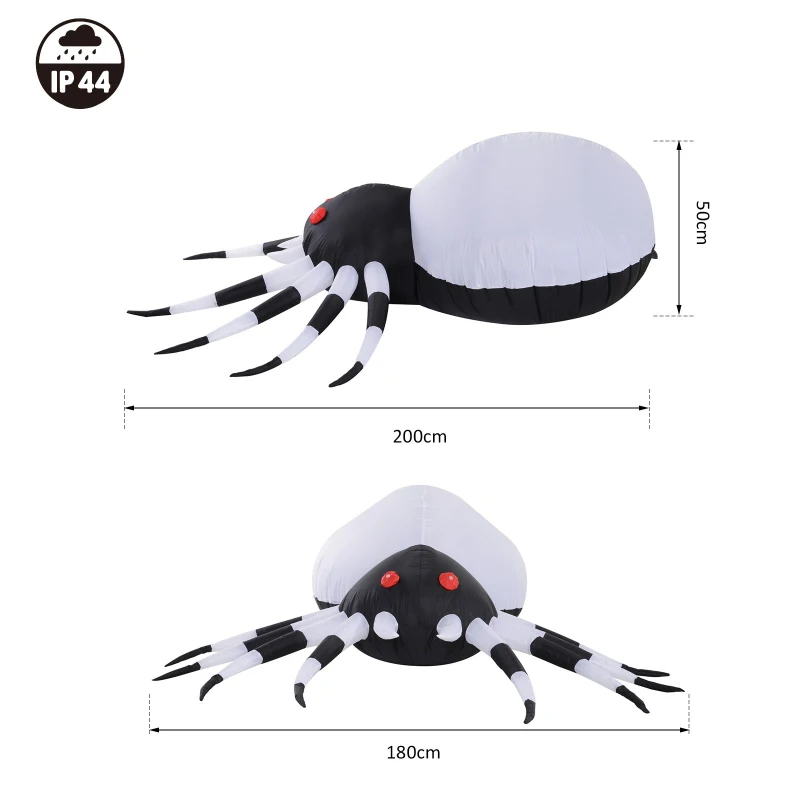 HOMCOM Inflatable Halloween Spider Outdoor Decoration w/ LED Lights 200cm
