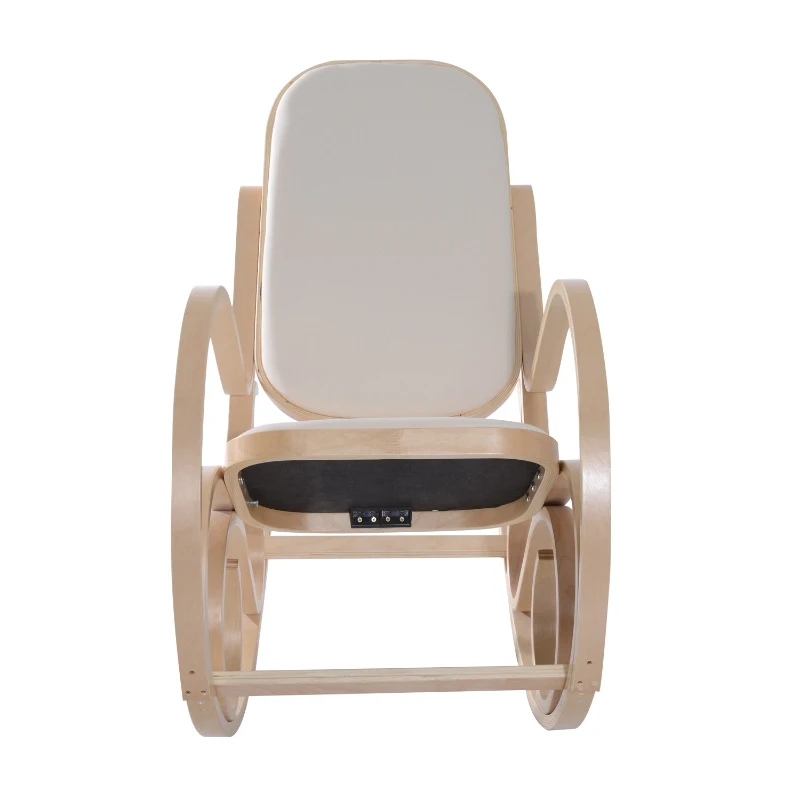 HOMCOM Antique Rocker Wooden Rocking Chair Lounger Relaxing Seating Leisure Lounging Padded Seat Classic Furniture