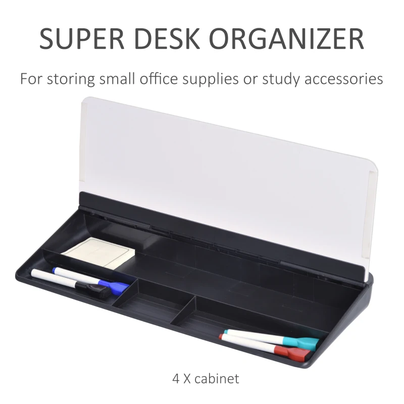 Vinsetto Glass Desk Organiser Marker-Erasable Notes Board