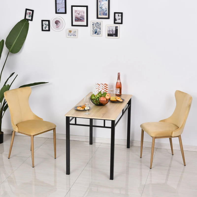 HOMCOM Polyester Upholstered Set-of-2 Dining Chairs Cream