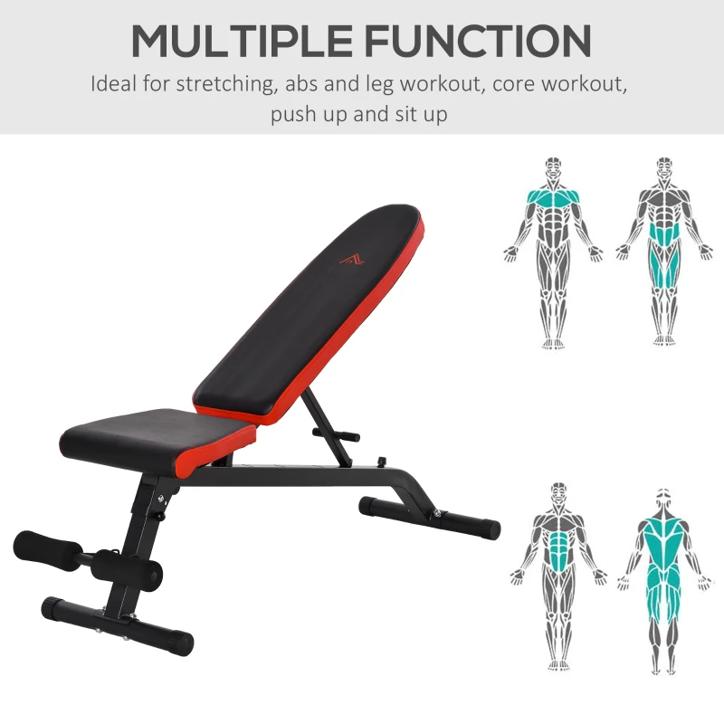 HOMCOM Multifunctional Sit-Up Weight Bench Adjustable Backpad & Seat Foldable Design Exercise Machine for Home, Office, Gym, Black