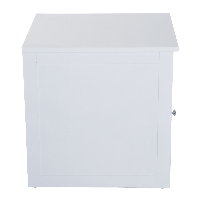 PawHut 2 in 1 Litter Box Enclosure Toilet Wooden Cat House Litter Tray Cover Pet Bed Home Furniture for Living Room Bedroom 51x51x50.5cm (White)