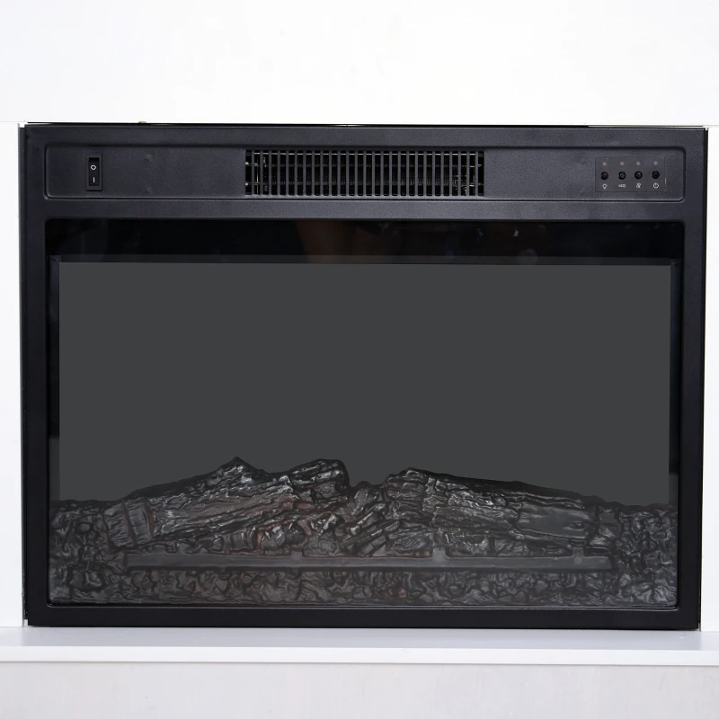 HOMCOM Electric Fireplace Wood Mantel Realistic Flame Freestanding Space Heater w/ Remote Control 2000W White