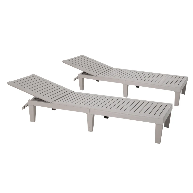 Outsunny 2PCs Patio Chaise Lounge Chair Sun Lounger with 5-Level Adjustable Back Cushion Outdoor Garden Poolside