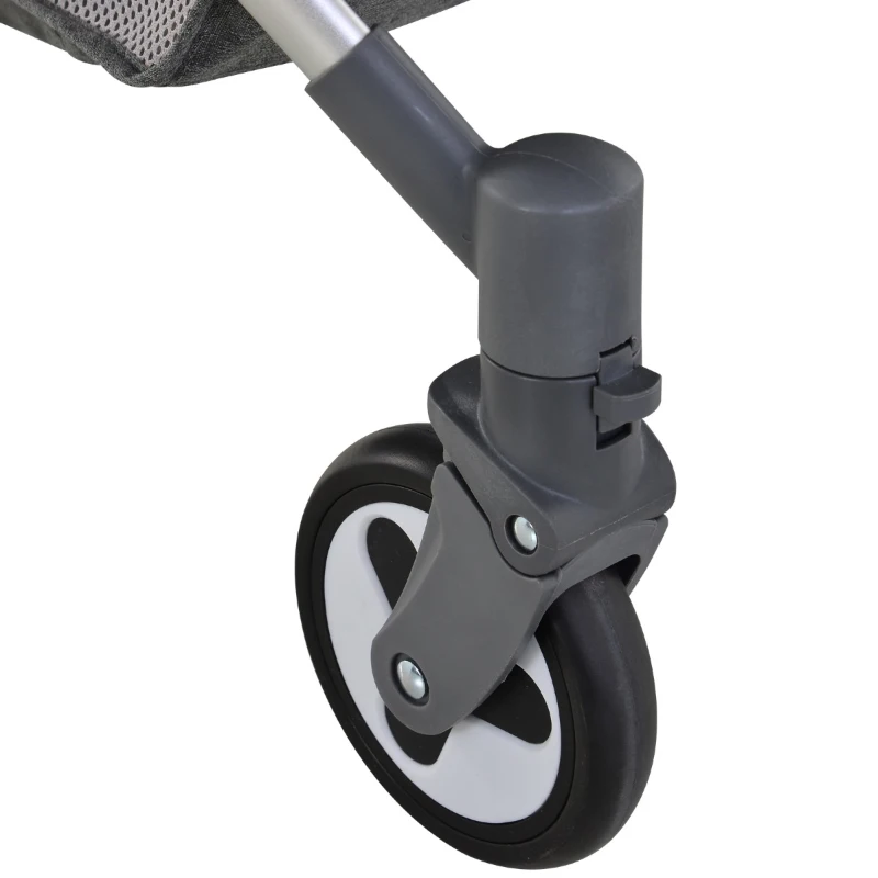 HOMCOM Aluminium Alloy Adjustable & Folding Baby Stroller Grey