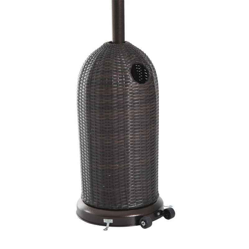 Outsunny 13KW Iron Outdoor Freestanding Heater w/ Rattan Base Brown