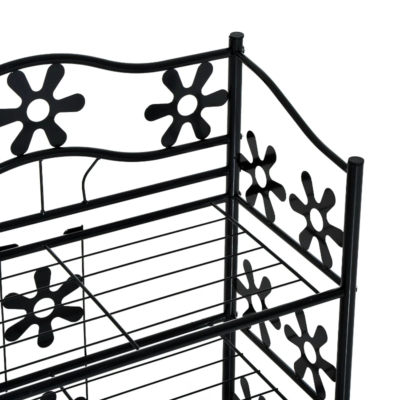 HOMCOM 3-Tier Shoe Rack Plants Stand, 59W x 29.8D x 72Hcm-Black