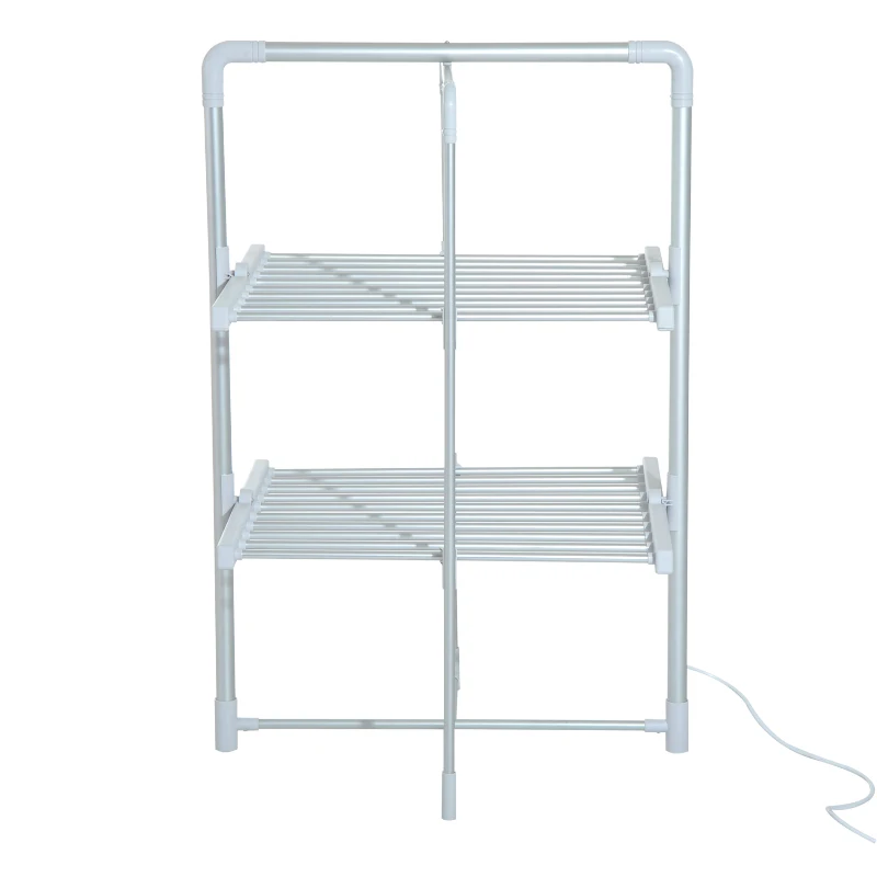 HOMCOM Electric Cloth Airer 2 Tier Heater Quick Dry Standing Warmer Light Weight Portable Aluminium Frame w/ Folding Function