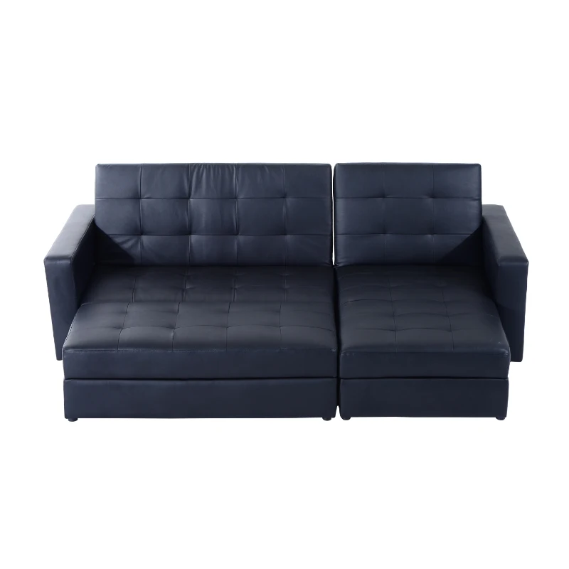 HOMCOM PU Leather Sofa Bed-Black