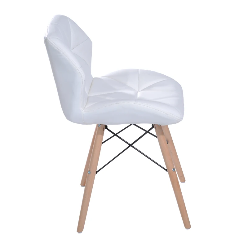 HOMCOM Padded Dining Chair W/Solid Wooden Legs, PU Leather-White