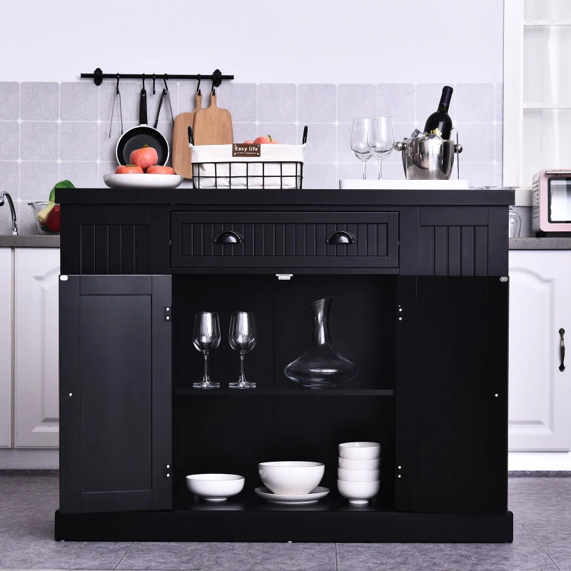 HOMCOM Wooden Multifunction Island Storage Cabinet Black