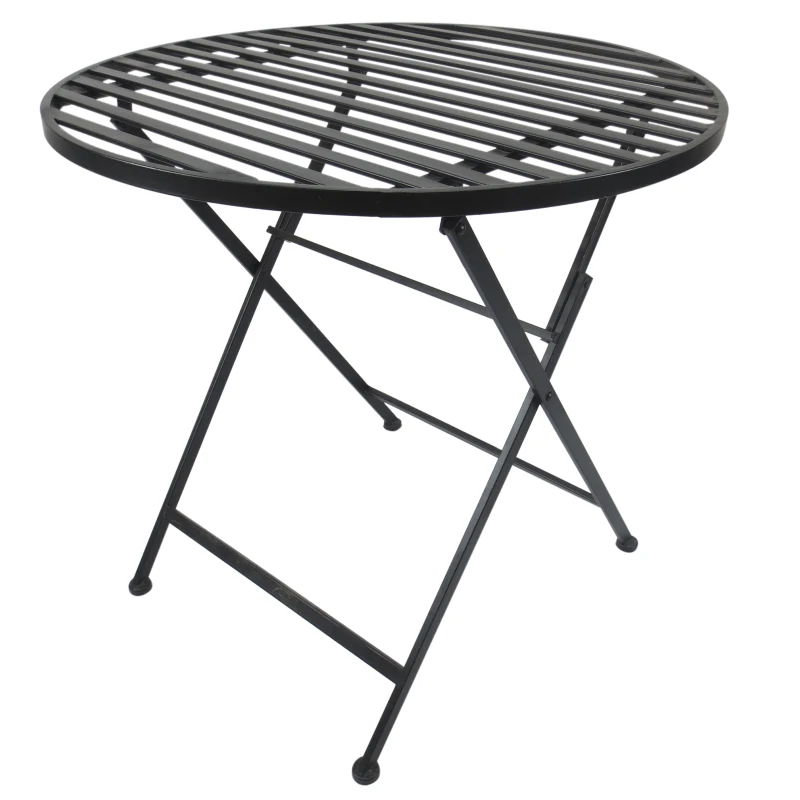 Outsunny Garden Metal Bistro Set 2 Folding Chair 1 Table Outdoor Furniture Black