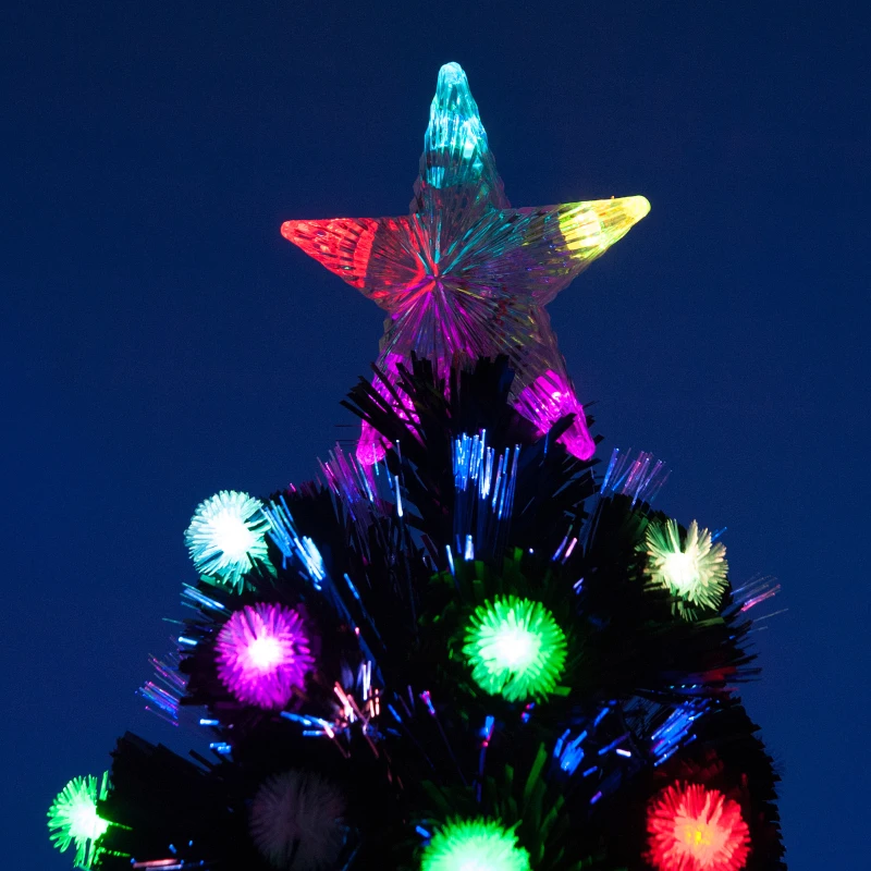 HOMCOM 90cm 3ft Fibre Optic Christmas Tree Artificial Xmas Pre-lit LED Tree Holiday Décor with Metal Stand