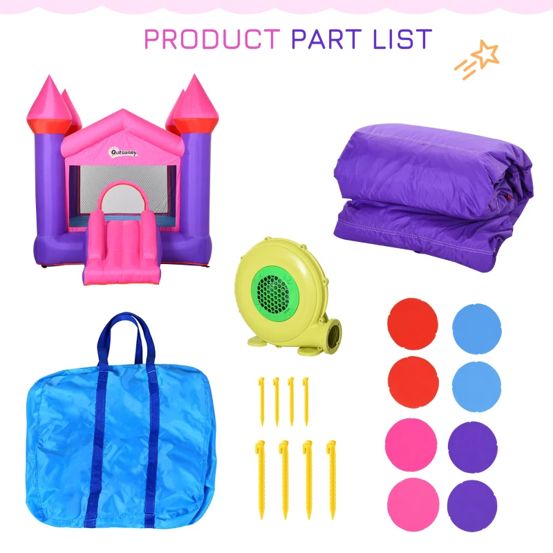 Outsunny Bounce Castle Inflatable Trampoline Slide for Kids w/ inflator 3.5 x 2.5 x 2.7m