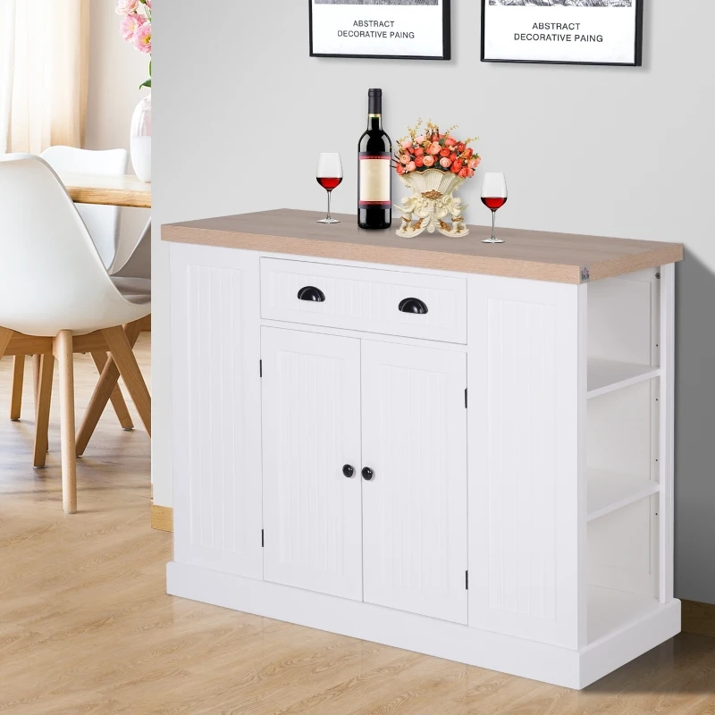 HOMCOM Wooden Multifunction Island Storage Cabinet White