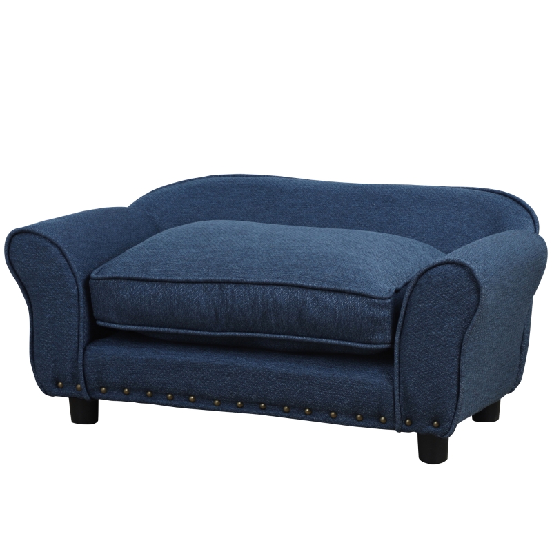 PawHut Dogs Elevated Plush Sponge Sofa Bed Navy