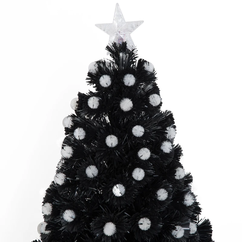 HOMCOM 90cm 3ft Fibre Optic Christmas Tree Artificial Xmas Pre-lit LED Tree Holiday Décor with Metal Stand