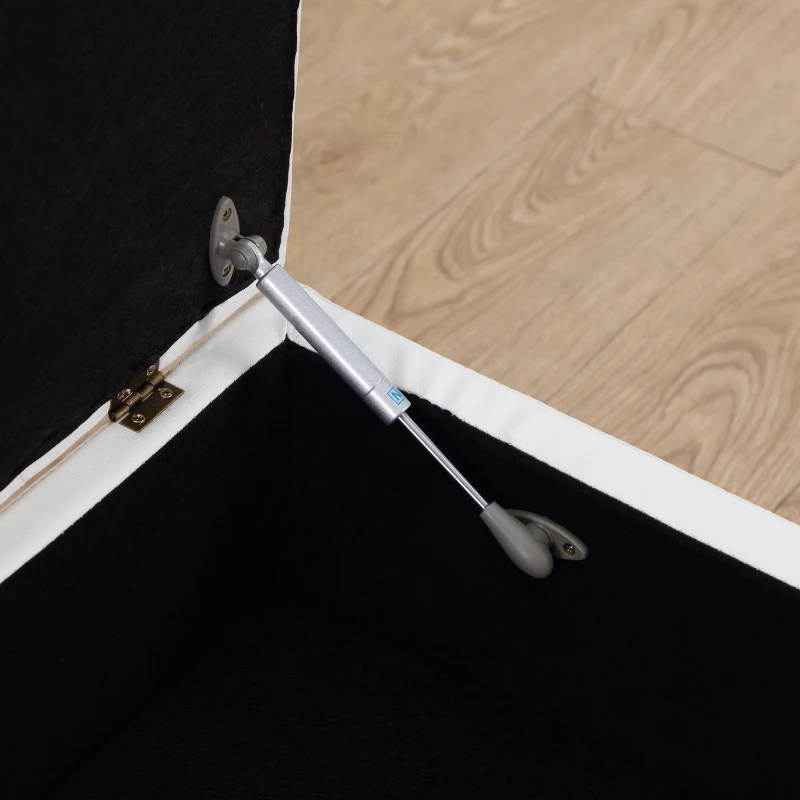 HOMCOM 46" Storage Ottoman Stool Bench in PU Leather for Bed End or Hallway (White)