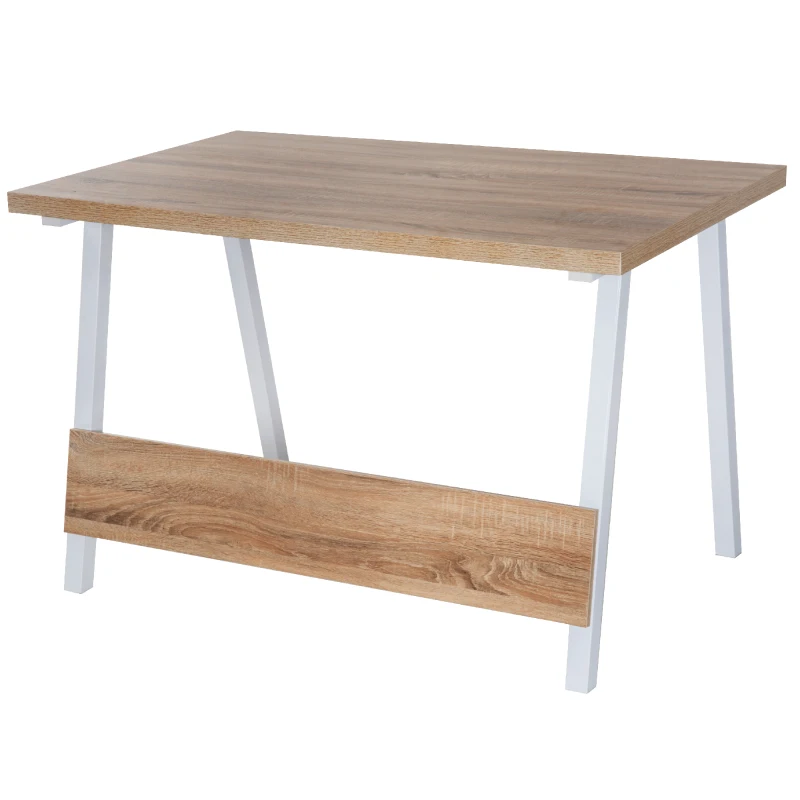 HOMCOM Computer Desks, 120Lx74Wx76H cm, MDF, Steel-Oak/White Colour