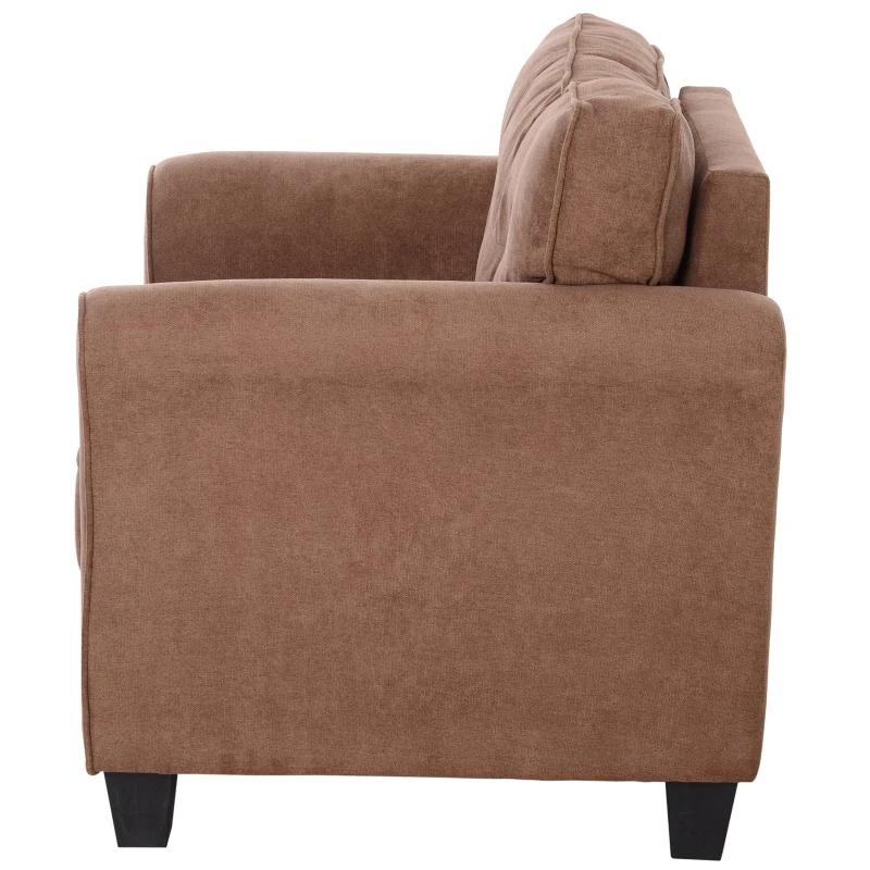 HOMCOM Cotton And Polyester Fabric Solid Wood Single Sofa Chair Home Living Room Brown