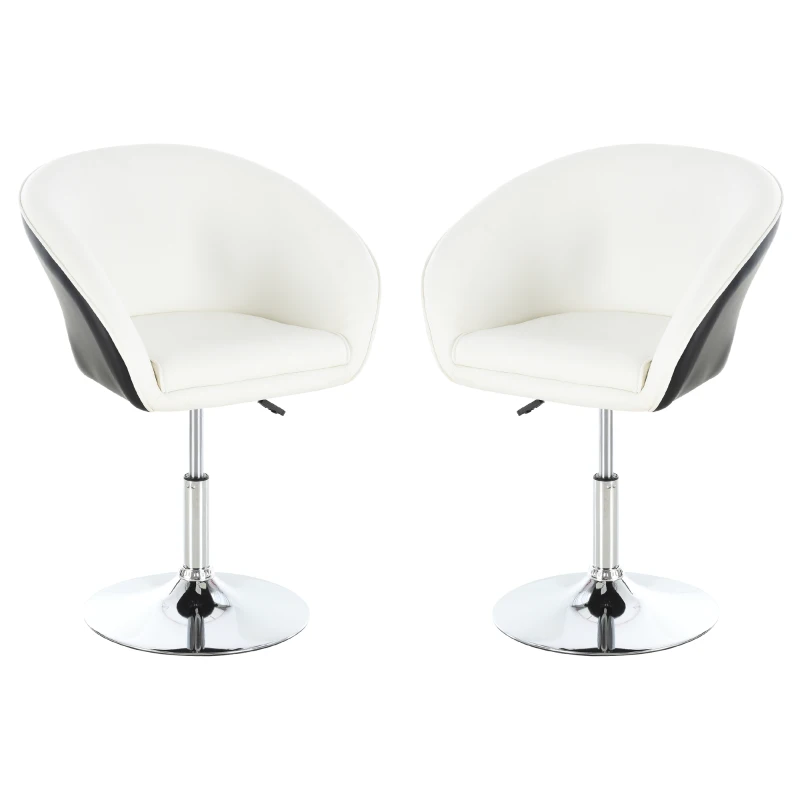 HOMCOM PU Leather Upholstered Twin-Pair Tub Bar Stools White