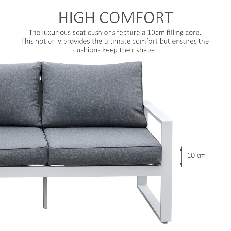 Outsunny 4-Piece Garden Furniture Set Outdoor Patio Dining Table with Cushioned Seat Chairs 5-Seater All-Weather Aluminum Frame