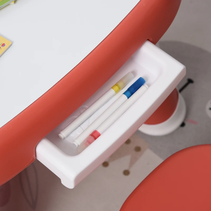 HOMCOM Toddlers Eraser Board HDPE Table & Chairs Set