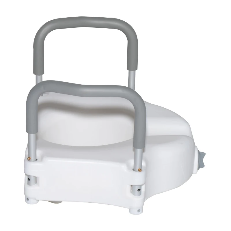HOMCOM Raised Elevated Toilet Seat W/ Lock and Padded Arms, 52x44.3x33 cm-White