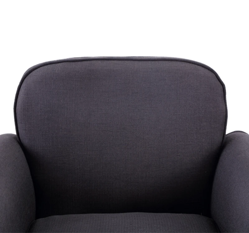 HOMCOM Single Armchair Tub Chair Linen Sofa Wooden Sponge Seat Bedroom Living Room Furniture (Black)