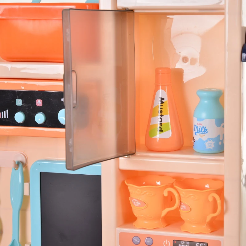 HOMCOM Kids Pretend Play Plastic Kitchen Set Blue