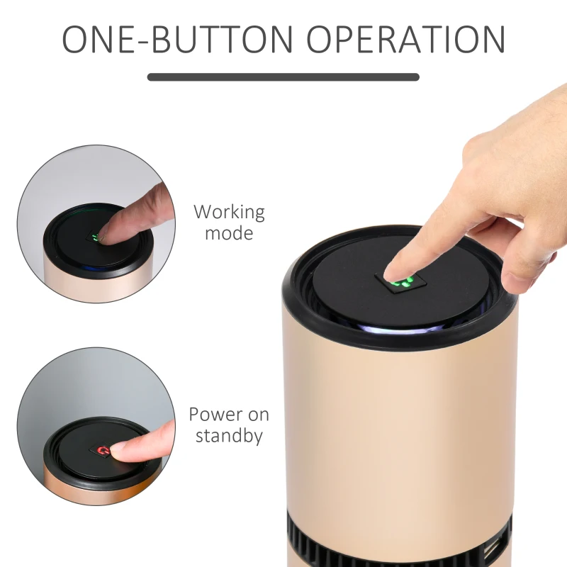 HOMCOM Portable Car Air Purifier, Low Noise Air Cleaner with 2 USB Port for Dust, Pollen, Smoke, Odor, Gold