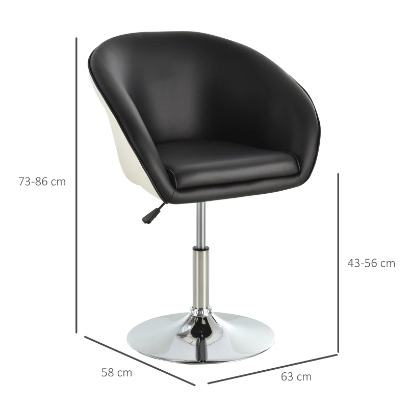 HOMCOM PU Leather Upholstered Twin-Pair Tub Bar Stools Black