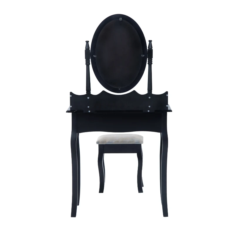 HOMCOM Dressing Table Set W/Mirror and Stool-Black
