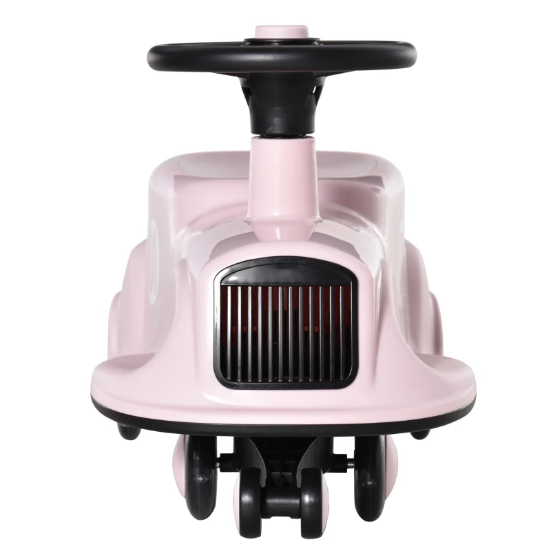 HOMCOM Toddler Ride on Toy Car Wiggle Car LED Flashing Wheels Swing Car for 2-4 Years Pink