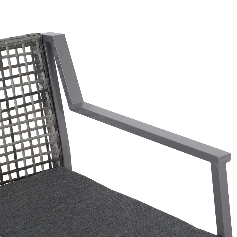 Outsunny 2Pc Rattan Dining Chairs Outdoor Patio Garden Conversation Wicker Sofa Arm All Weather Furniture w/ Cushions