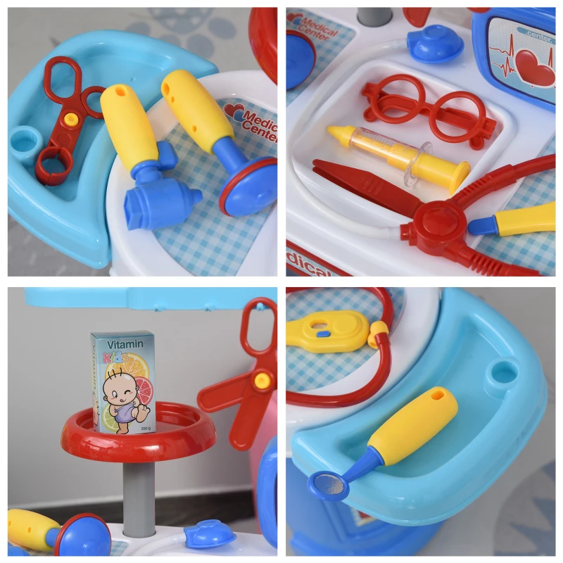 HOMCOM Kids Pretend Play Plastic Doctors Set Blue